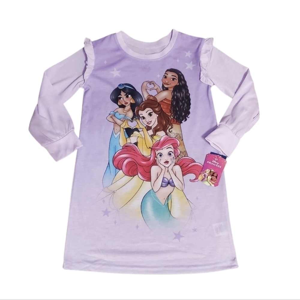 NWT Disney Princess Kids Girl's Long Sleeved Nightgown Pajamas S 6/6X - Picture 1 of 6